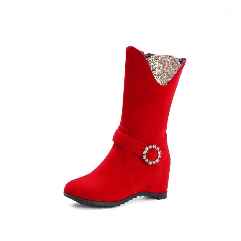 

Winter Boots Lady Shoes Boots-Women Luxury Designer Round Toe 2020 Rubber Fashion Wedge High Heel Mid Calf Autumn Low1