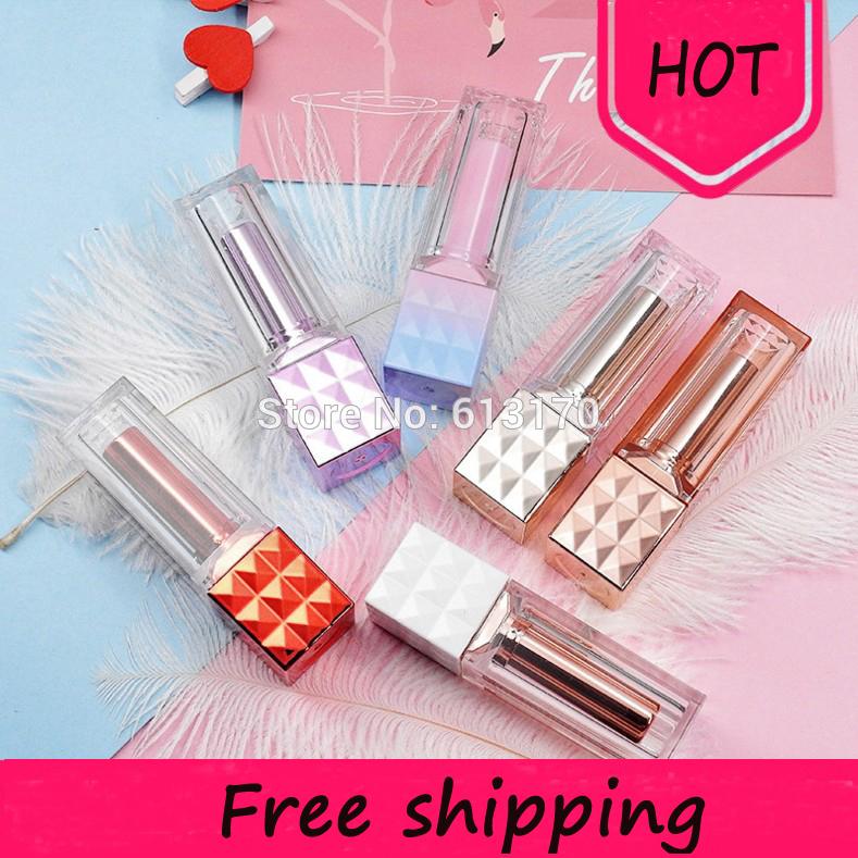 

50/lot Square Lip tubes Empty Gold,Silver Lipstick tube Red DIY LIp gloss Packing container 12.1mm free shipping