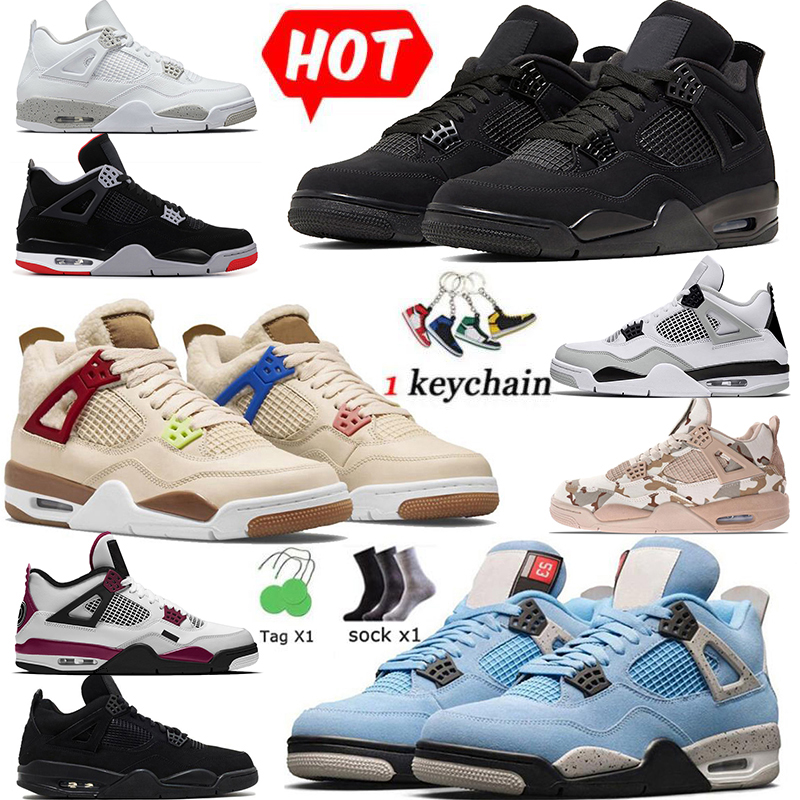 

2022 With Socks Jumpman 4 4s Men Women Basketball Shoes White Oreo Metallic Red Thunder University Blue Military Black Cat Sports Trainers Sneakers