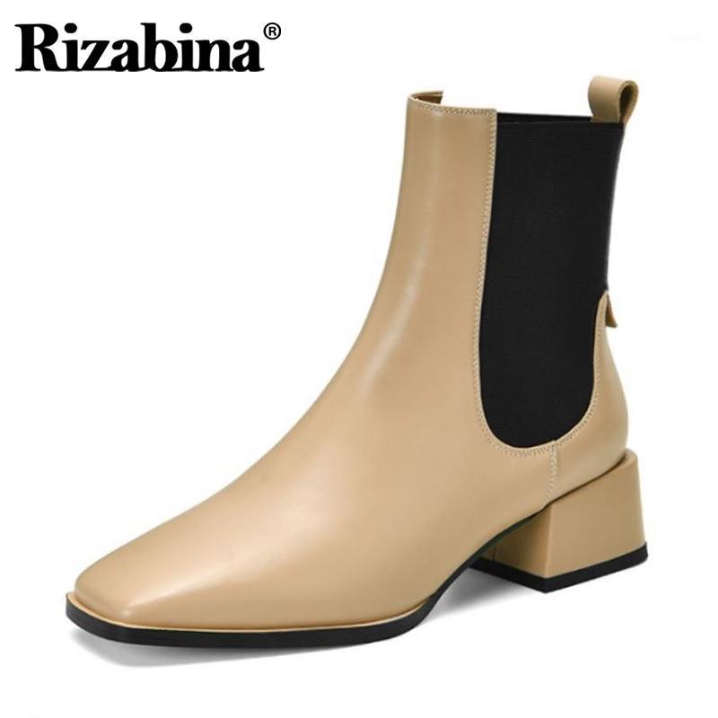 

Rizabina Women Ankle Boots Genuine Leather Patchwork Low Heel Women Winter Short Boots Fashion Cool Shoes Woman Size 33-401, Black