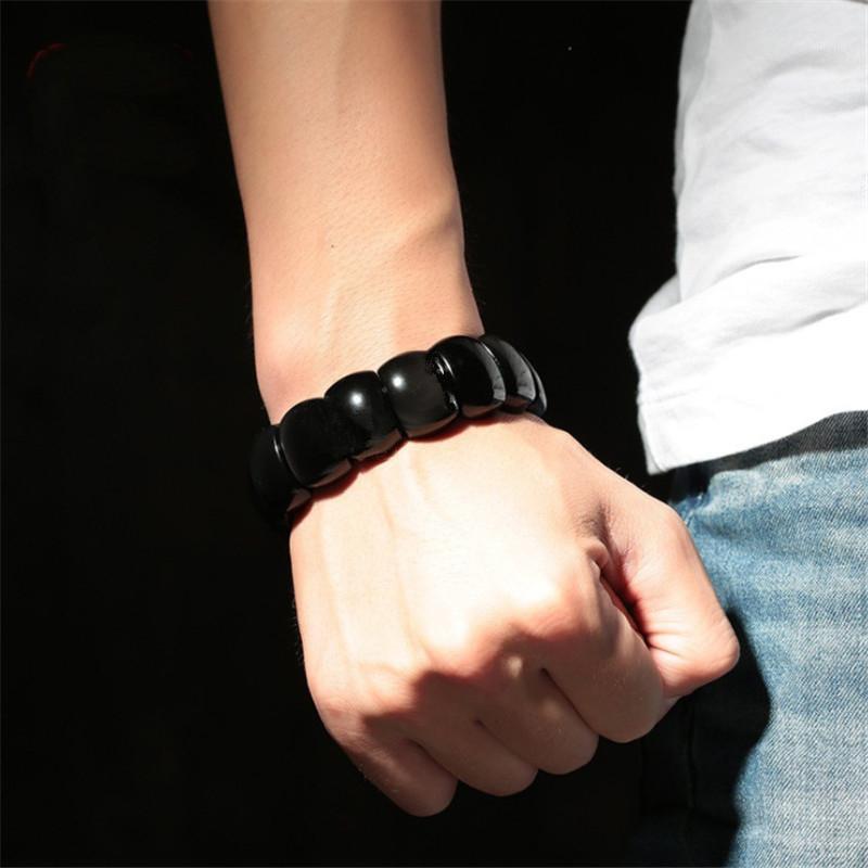 

High Quality Real Black Obsidian Handrow Tourmaline Stone Men Bracelet Bangles Fashion Hand String Row Women Yoga Jewelry1
