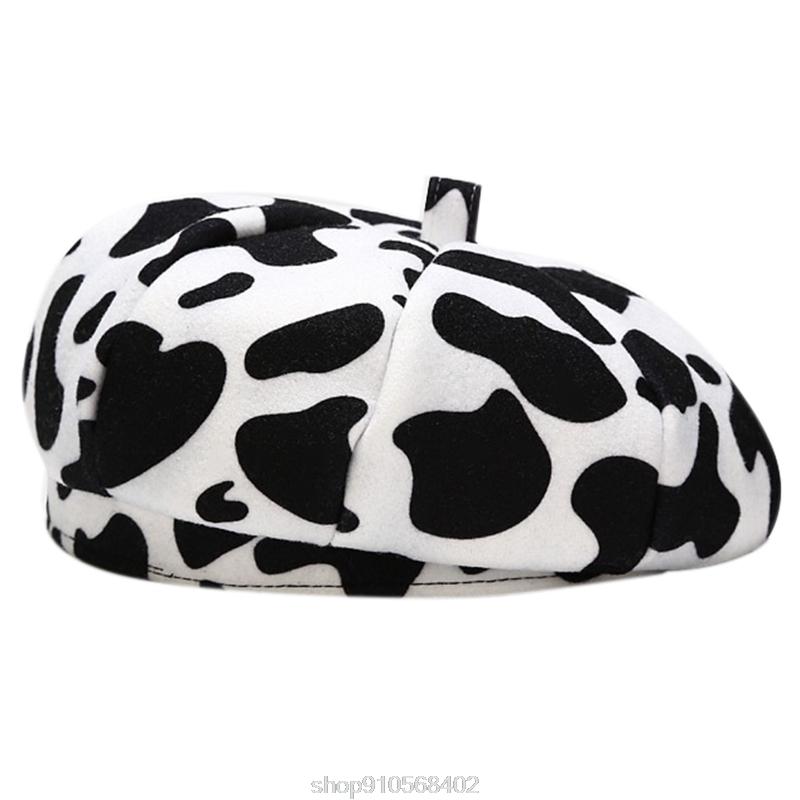 

Winter French Woolen Beret Cap Milk Cow Printed Harajuku Adjustable Octagonal Painter Newsboy Beanie Cap N06 20 Dropshipping, Khaki