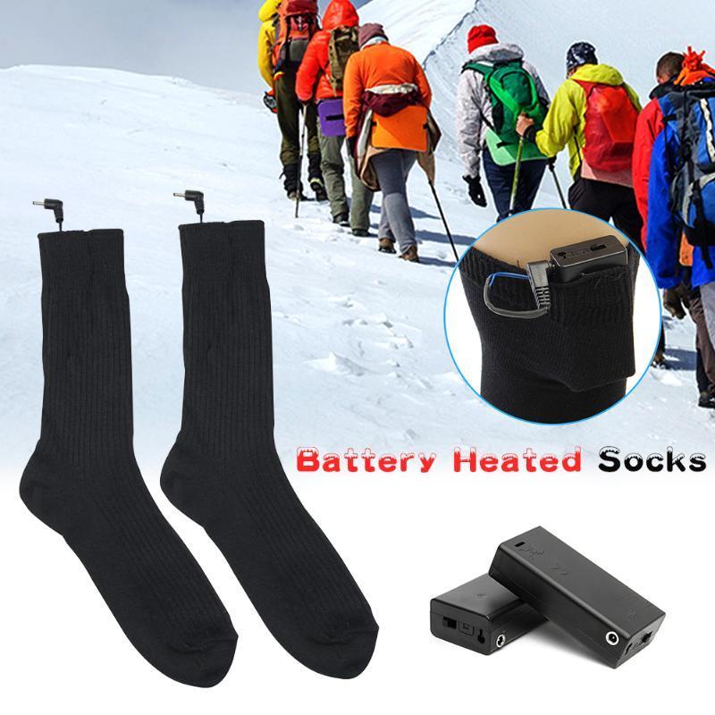 

3V Electric Charging Battery Heated Socks Men Women Battery Operated Winter Foot Warmer Electric Socks Warming for Skiing1, Black