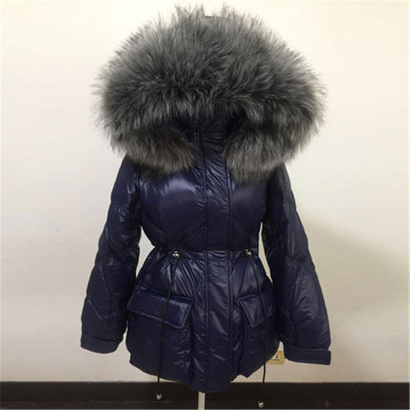 

2021 New Fashion for Women's Jacket Hot Winter Short White Duck Down Skin Collar with Hoodie M602 Jackets S07M, Blue fake fur.