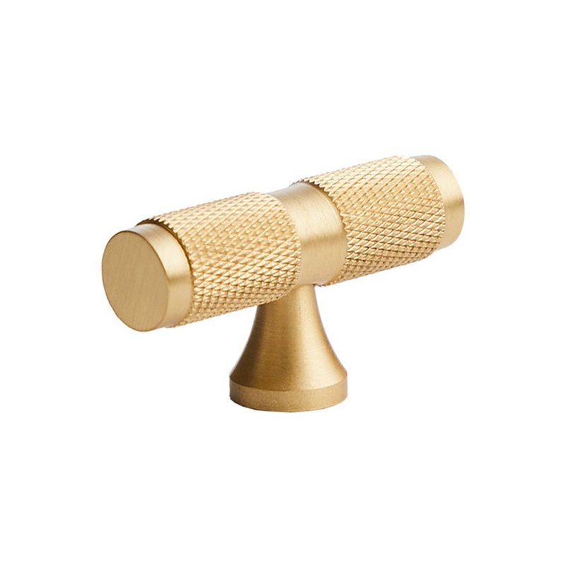 Knurled Brass Kitchen Cabinet Knobs and Pulls Gold Copper Drawer Dresser Knobs Tbar Furniture Cupboard Door Knob Handles-image-611913242