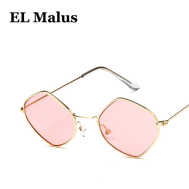 

EL Malus]Retro Square Gold Metal Frame SunglassesSexy Ladies Women Sun Glasses Designer Female Pink Red Black Lens Mirror