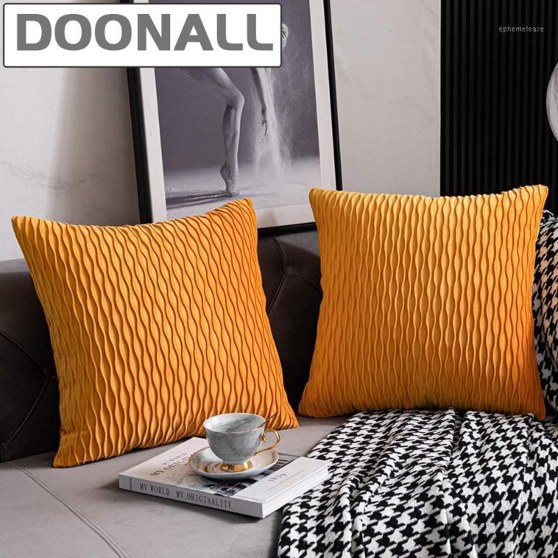 

Wave Striped Velvet Throw Pillow Cases Luxury Cushion Covers Original Square Decorative Pillow Cover for Farmhouse Couch1, Black