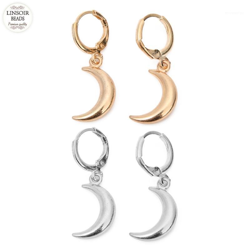 

LINSOIR Hoop Earrings for Women Sliver Gold Color Crescent Pendant Hook Earring Fashion Jewelry Brincos 2020 New Bijoux Summer1