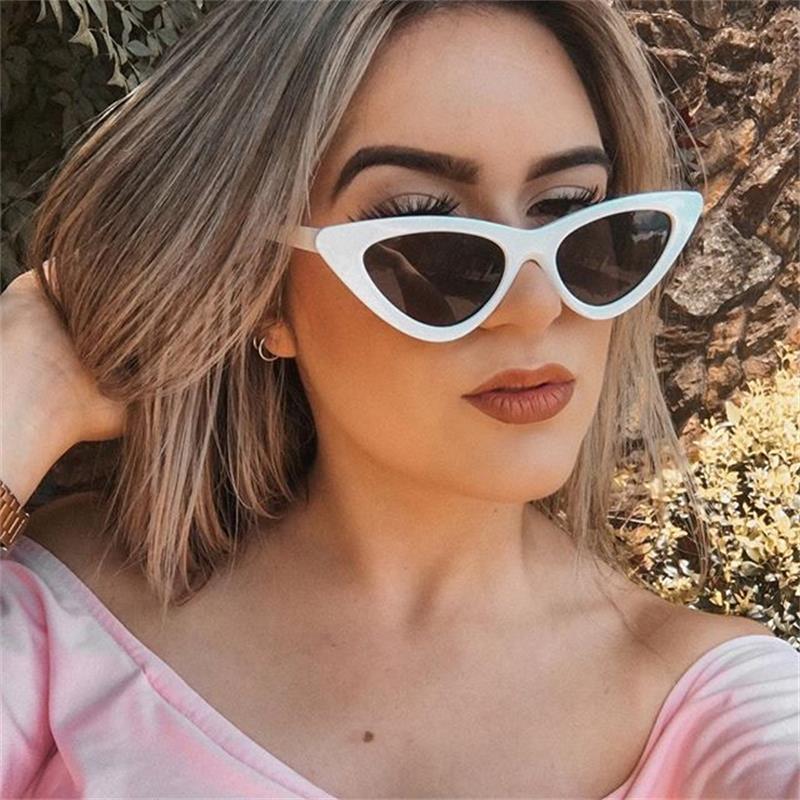 

Trendy Fashion Sunglasses Women Brand Designer Luxury 90s Shades Triangle White Cat Eye Sunglasses Leopard Lunette Soleil