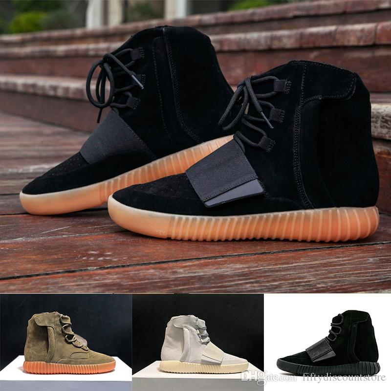 

2020 Classic Kanye West 750 Runner Light Brown Grey Gum Triple Black High Men Running Shoes 750 Best Quality Athletic Sneakers 36-46