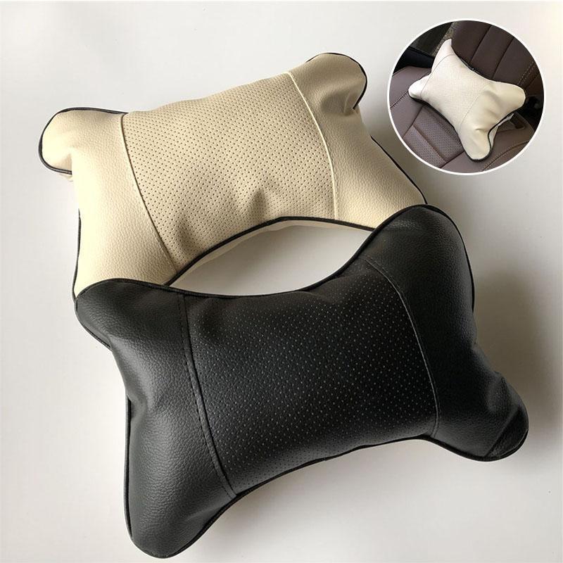 

Seat Cushions 2pcs Car Neck Pillow Perforating Design PU Leather Hole-digging Headrest Auto Safety Accessories