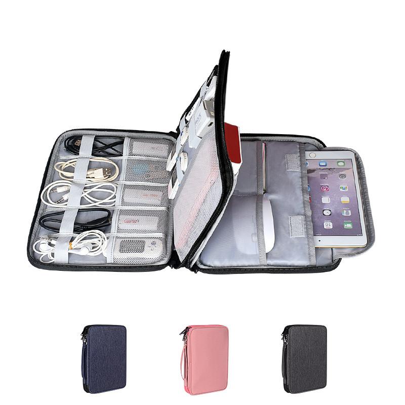 

Business Cosmetic Bag Multi-function Travel Digital Storage Bag Mobile Power Headset U Disk Data Cable USB Gadget Organizer, Black