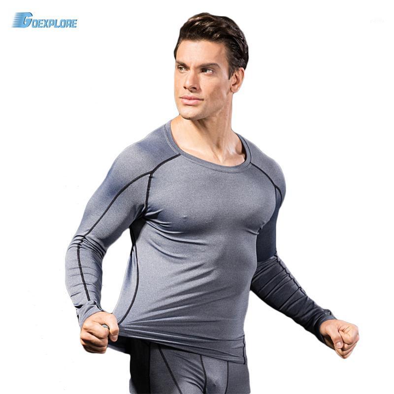 

Goexplore Running Shirt Men T-shirt Long Sleeve Compression Exercise Gym T Shirt Fitness Quick dry Breathable Sport Male1, Red