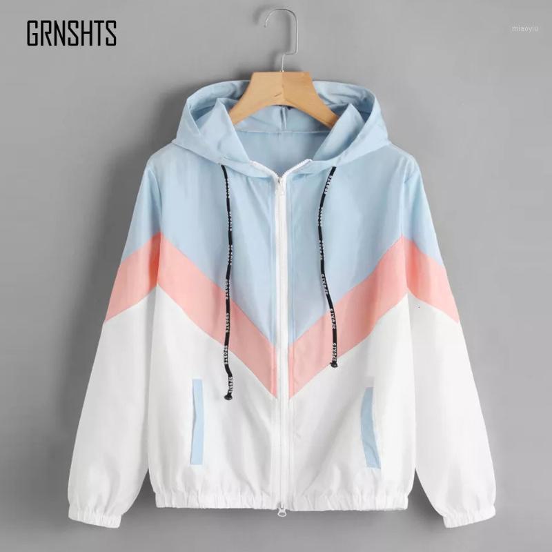 

Women' Jackets Vrouwen Windjack Vrouwelijke Multicolor Patchwork Capuchon Basic Jassen Kleur Block Voor Vrouwen1, As pic