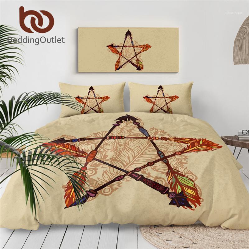 

BeddingOutlet Ornate Star Duvet Cover Set Ethnic Bedding Set Tribal Arrows Comforter Cover 3pcs Watercolor Feathers Bedspreads1