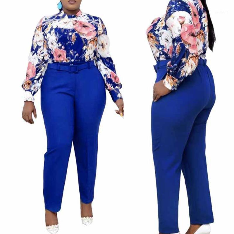 

2pcs Floral Print Long Sleeve Casual Women's Set Ashion Autumn Spring 2pcs Women Casual Tracksuit Vintage Female Streetwear #41, Blue