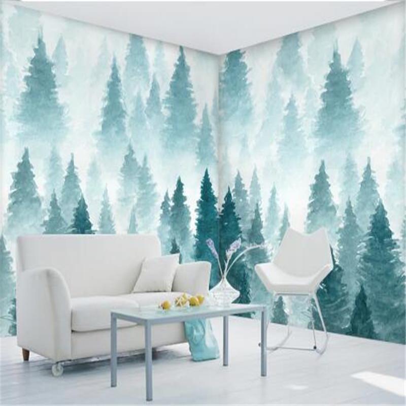 

Custom Photo Wallpaper for Walls 3D Murals Nature Trees Wall Papers for Living Room Home Decor Landscape Hand-Painted Wallpapers, As shown