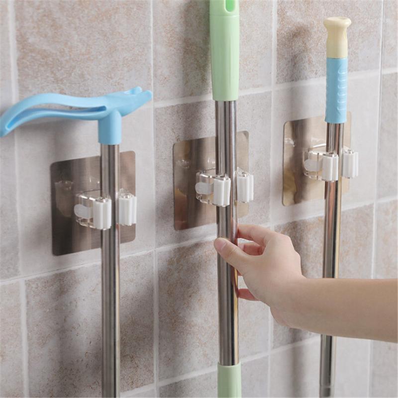 

Wall tile sticking Mop Organizer Holder Rack Plastic wall mounted Brush swabber swob Handle grasp catch Holding Hook organizer1