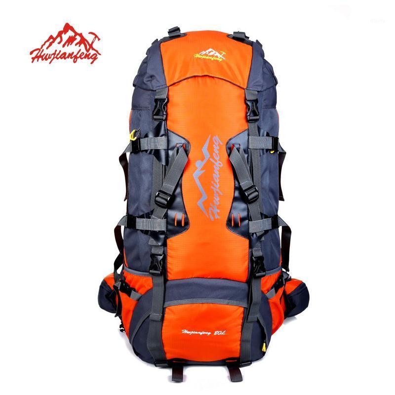 

80L Large Outdoor Backpack Camping Travel Bag Hiking Backpack Unisex Rucksacks Waterproof Sport Bags Climbing Package1, Orange