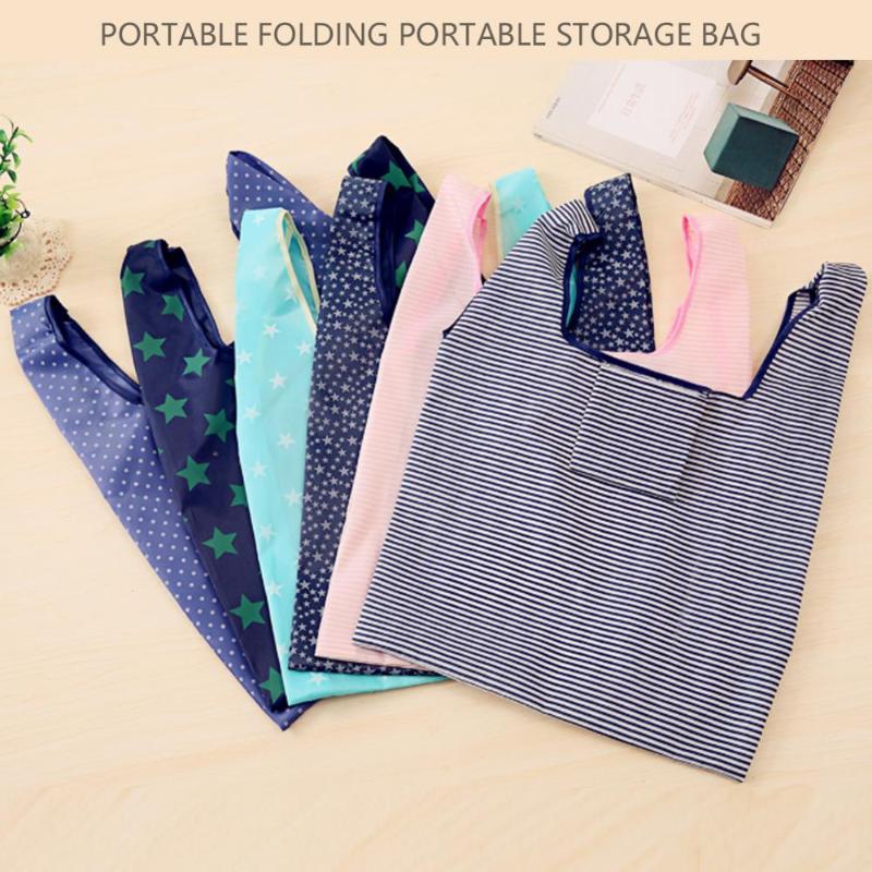 

Printing Foldable Shopping Bag Large Eco Reusable Portable Shoulder Handbag for Travel Grocery Waterproof Folding Bag