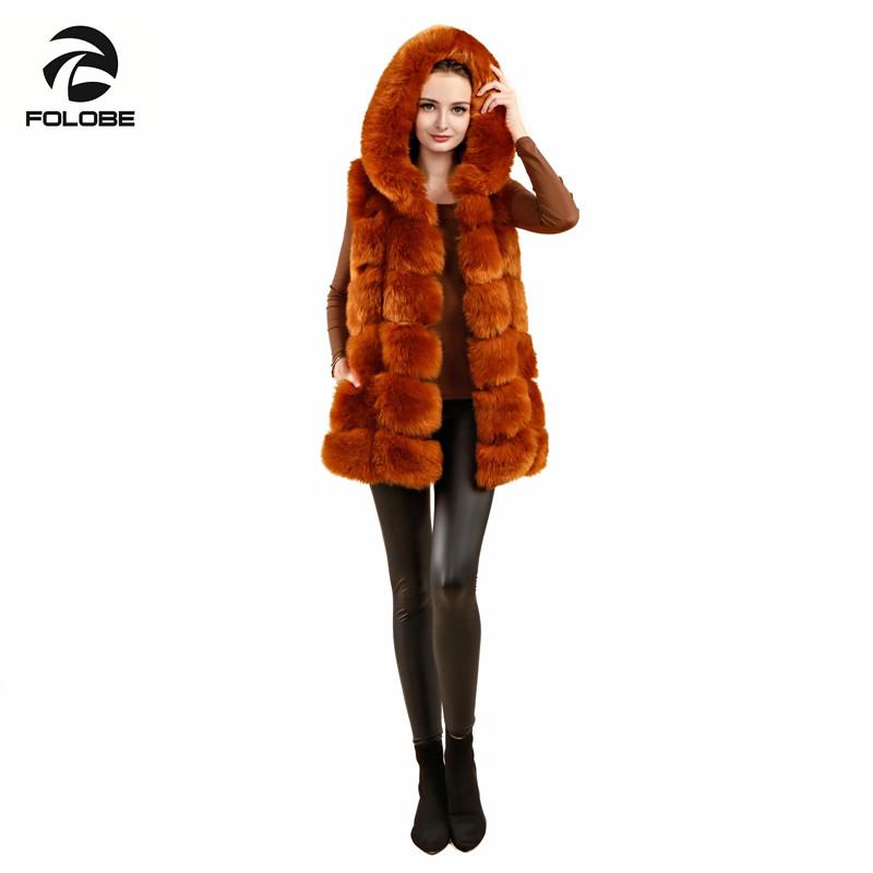 

FOLOBE Women Fur Vest Hooded Coat 2020 New Winter Thick Warm Faux Fur Vest High imitation Jacket White Outerwear Yellow, Picture color