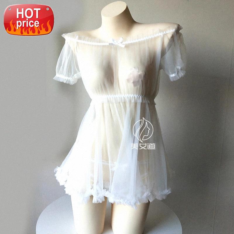 

Sexy Lingerie Dress Gauze Sexy Nightdress Perspective Lace Embroidered Women Sleeveless Young Girl Sleepwear Nightgown #O13a, Black;white