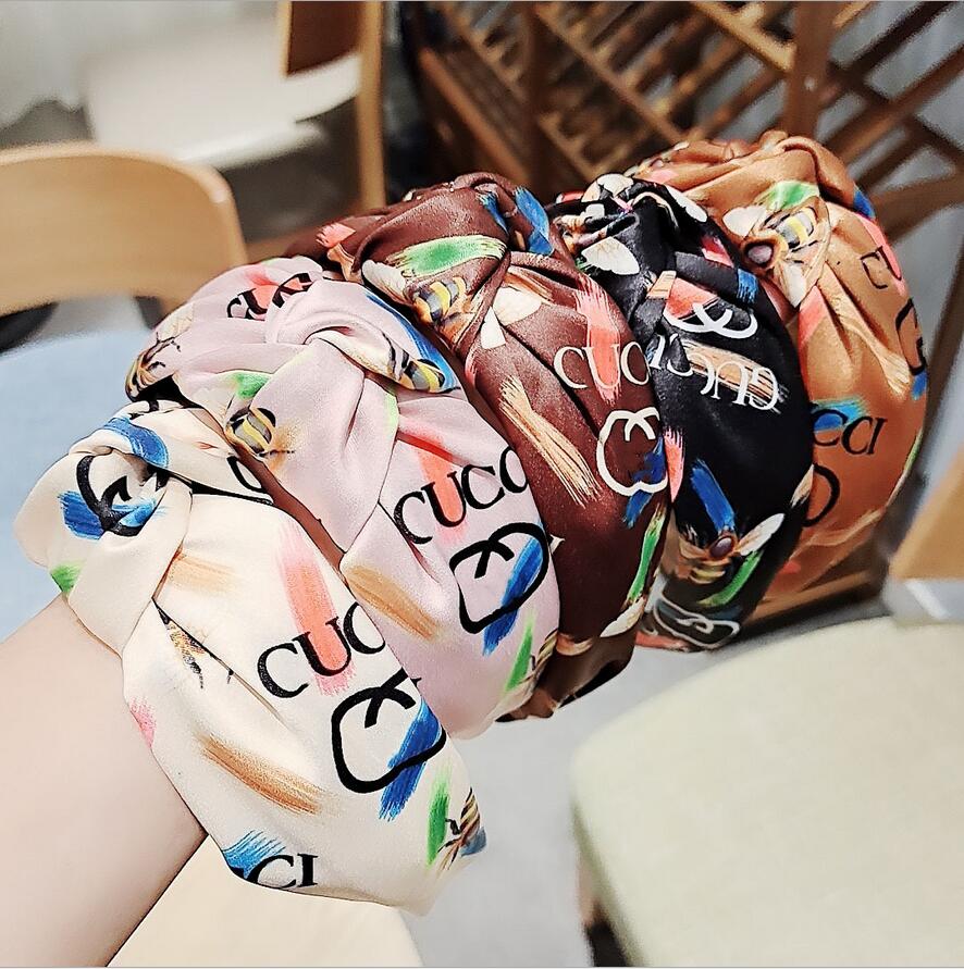 

Stripe Design Twist Turban Headband Large Letter Prints Stretch Hairbands Sport Headbands Yoga Headwrap Bandana Women Girls Hair Accessories