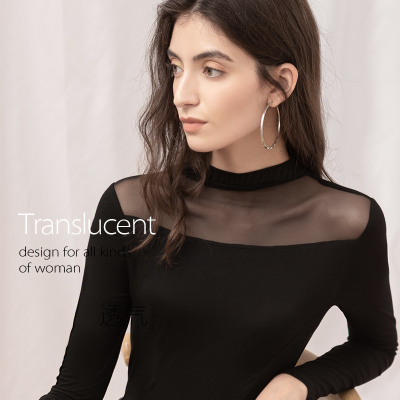 

2021 Autumn Sexy Square Collar Knitted Shirts Pure Color Long Sleeve Slim t Shirt Tops for Women Black Tees Ffum