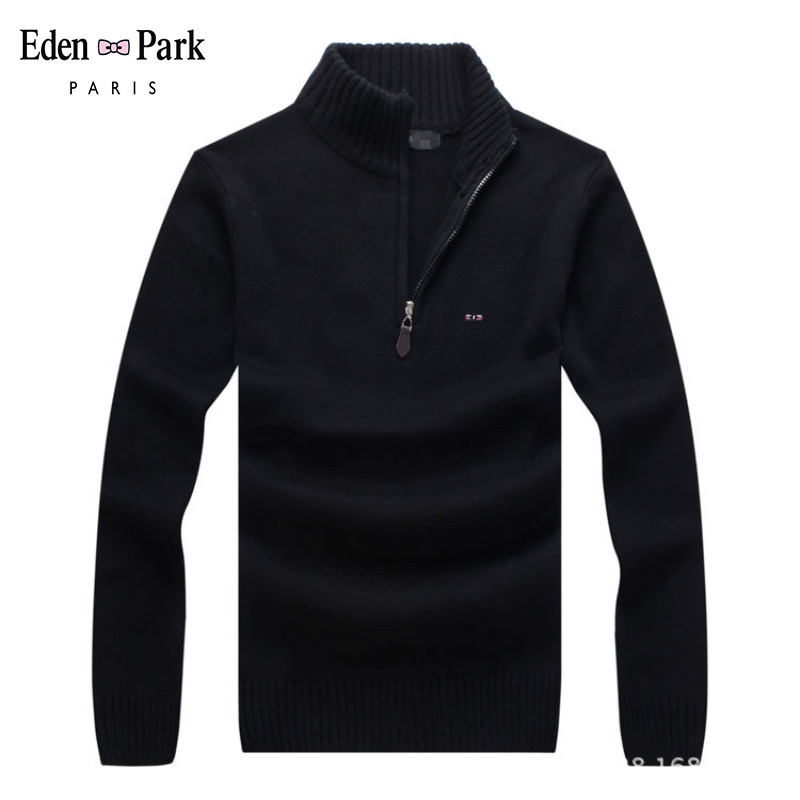 

Eden Park Men's Sweater Turtleneck Zipper Pure-Colour Clothes Pullover Male -3XL Plus Size Autumn Winter Pull Homme Q1110, 713 gray