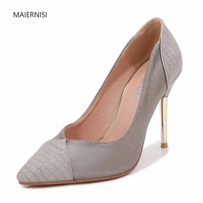 

shoes woman New pattern Cusp ladies shoes Super large code Superior quality Wedding 10CM Stiletto heels 4-12 13 MAIERNISI, Gold