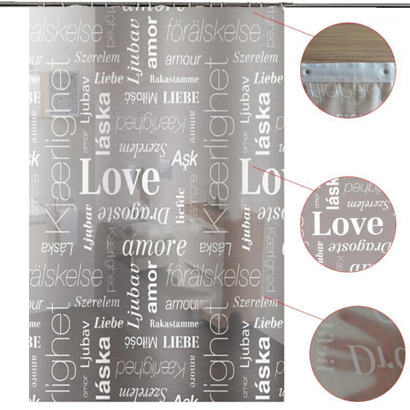 

Alphabet Bathroom Shower Curtain Mold Resistant EVA Waterproof Bath Decor With 12pcs Curtain Hooks For Home Hotel 180x180cm1
