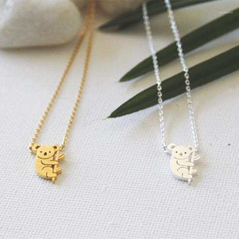 

Cute Koala Necklace Australian Koala Bear Woodland Necklaces Pendants Animal For Women Stainless Steel Jewelry Birthday Gift bff1