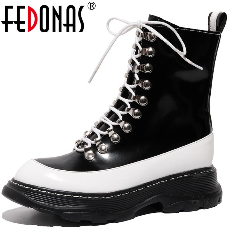 

FEDONAS Cross Tied Striped Boots For Girls 2021 Fall Winter Thick Heels Shoes Woman Genuine Leather Working Party Ankle Boots, Blackd