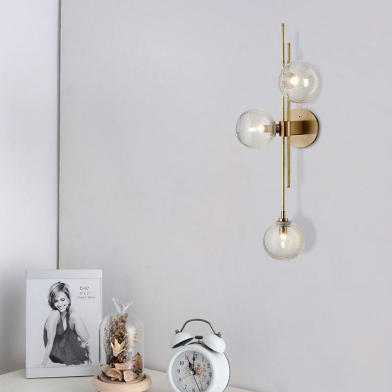 

American minimalist living room creative glass wall lamp Nordic study blue designer wall light WF