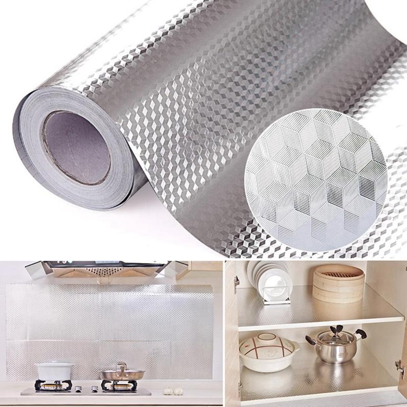 

Aluminum Foil Kitchen Stickers Maison Decoration Sticker Self Adhesive Waterproof Wallpaper For Furniture 40Cmx1M