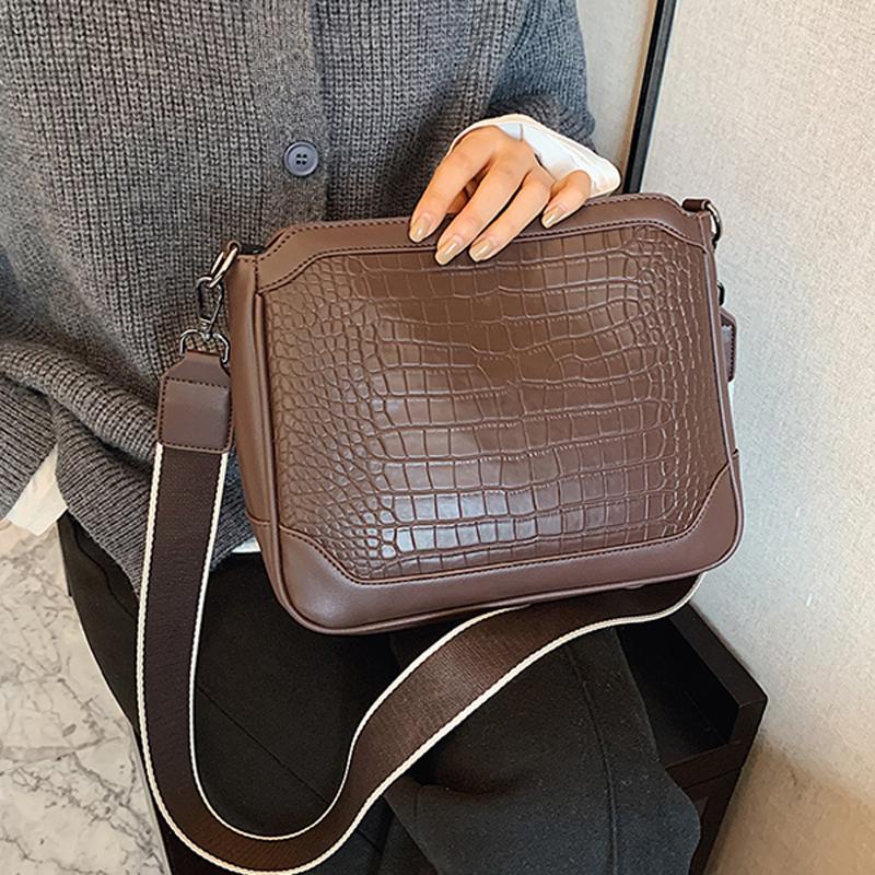 

Stone Pattern Woman PU Leather Bags 2021 New Diehe Brand Women's Designer Flap Shoulder Bag Vintage Ladies Small Crossbody Pack, Black