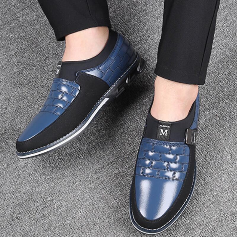 

Men male dress flats man formal vintage PU slip on flat shoes mens business driving zapatos de hombres personlizar zapatos M0011, Black