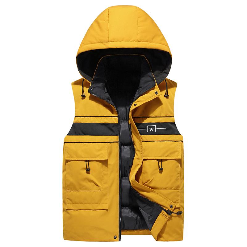 

2020 Winter Men's Warm Thick Vest Men Sleeveless Jacket Amd Coats Male Hooded Hot Waistcoat Warm Outwear, Green