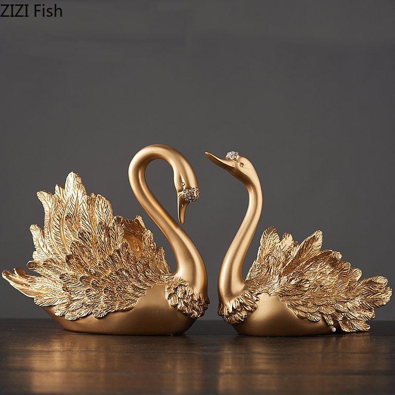 

European Style Living Room Home Accessories Swan Ornaments Wedding Gifts Wedding Room Decorations Luxury Crafts Gifts