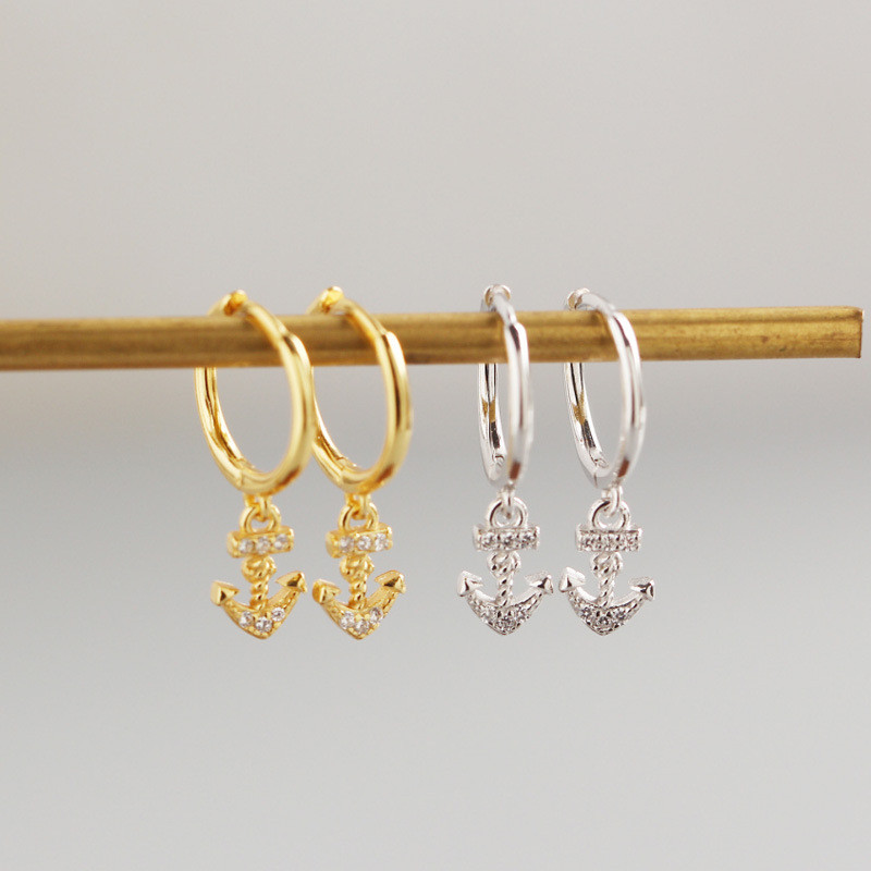 

Februaryfrost Brand Designer New 100% 925 Sterling Silver Small Boat Anchor Pendant Stud Earrings for Women Fashion Jewelry Best Gifts