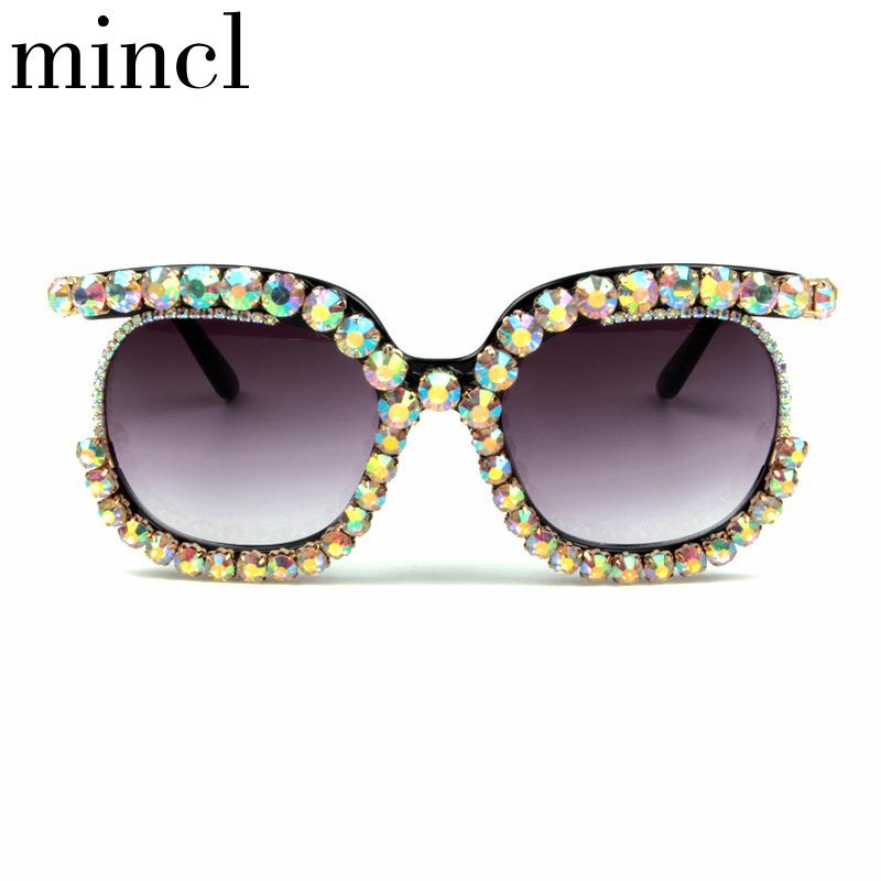 

Luxury Oversize Round Sunglasses Women Handmake Rhinestones Sun Glasses Fashion Colorful Glasses Men Shades For Female NX