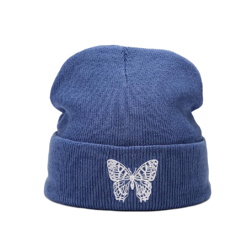 

Fashion Butterfly Embroidery Hat Winter Warm Stylish Knit for Travel Daily Wear