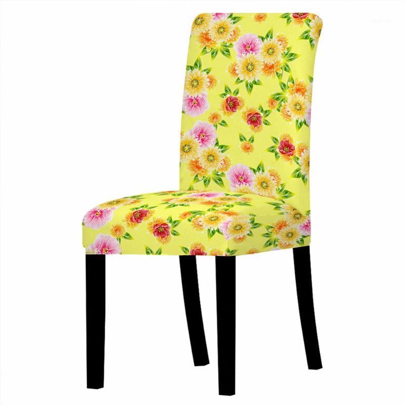 

Elastic Spandex Flowers Chair Cover High Back Chair Protector Case for Resterant Wedding Home Party Dining Room Decoration1