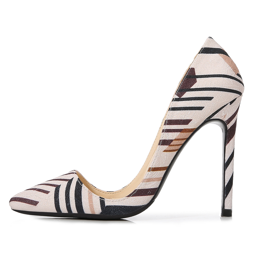

2020 11cm High-heeled Striped Cloth Women's Size 15fashion Ladies Stiletto Heel Shopping Shoes Show 5vmf, Black