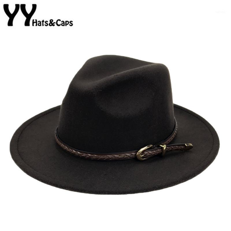 

Winter Felt Cap With Exquisite Woven Belt Fedoras Women Warm Panama Hats Men Vintage Trilby Cap Autumn Jazz Caps 7 color YY180031, Navy felt cap