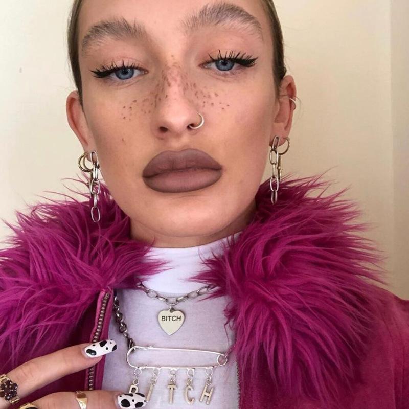 

Stainless Steel Safety Pin Angel Choker Letter Necklace Harajuku Punk DIY Initials Name Necklaces Pendant Gifts for Women Girls