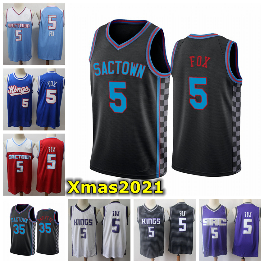 

2021 Mens De'Aaron 5 Fox Swingman Jersey Stitched City Sacramentos Edition 5 Fox 35 Bagley III Basketball Jerseys With Real Logo Tags
