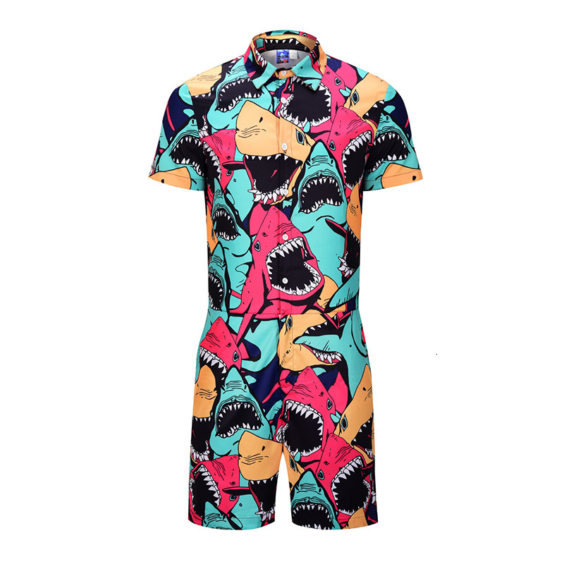 

2021 New Cartoon Shark Men Rompers 3d Jumpsuits Playsuits Harajuku Harem Cargo Overalls One Piece Jumpsuit Hawaiian Shirts Men' Sets Ykw5, Dxlt812007