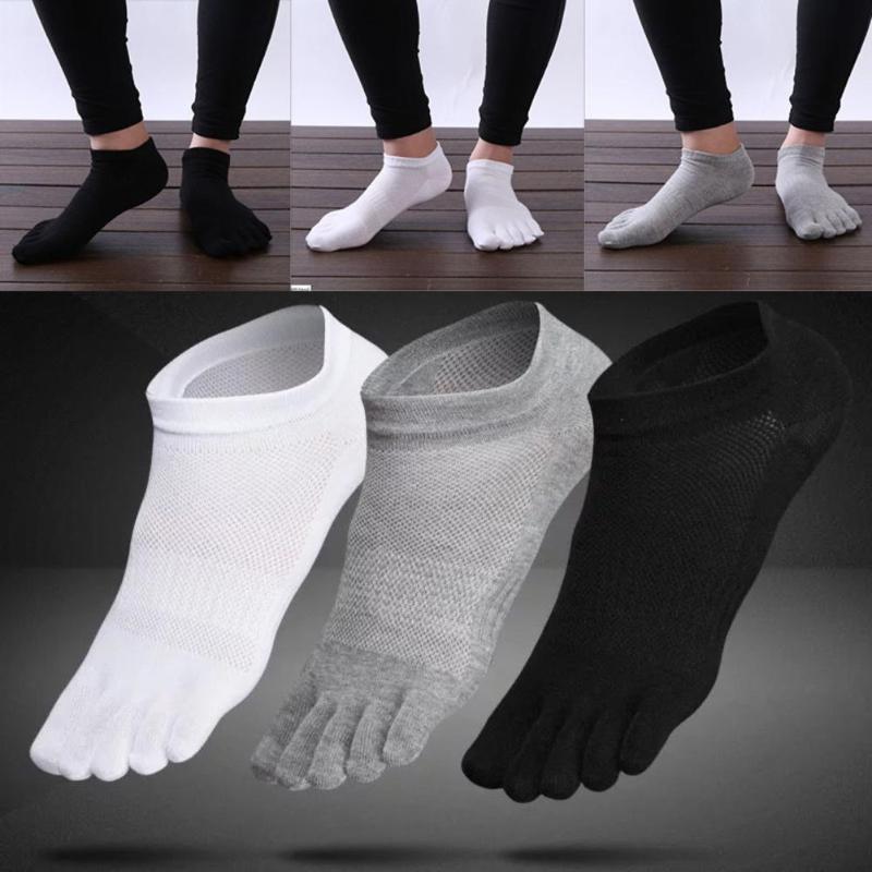 

Mens Cotton Toe Five Finger Socks Solid Ankle Sports Breathable Low Socks Cut