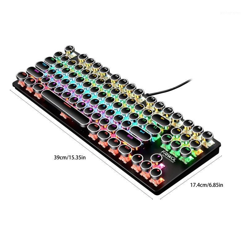 

Wired 87 Keys Green Axis Punk Mechanical Round Keycap RGB USB Backlight Keyboard E65C1